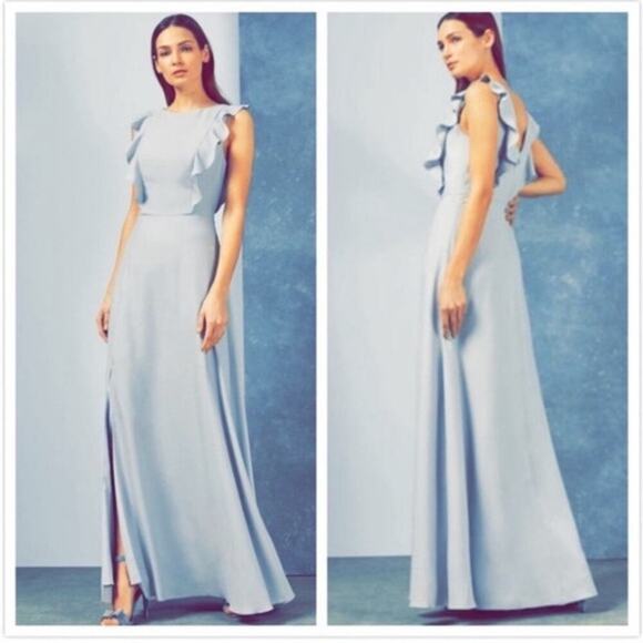 Ted Baker Ardenia Light Blue Ruffle High Slit Maxi Dress Gown - Picture 12 of 12